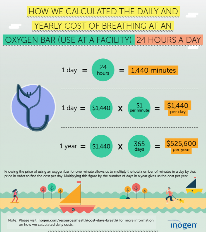 Cost of Breathing at an Oxygen Bar (Use at a Facility) 24 Hours a Day Infographic